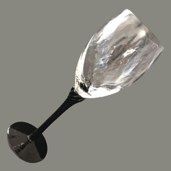 Cristal D Arques Angelique Champagne Flute Wine Glass Black Amethyst Twist Stem. - Picture 10 of 16